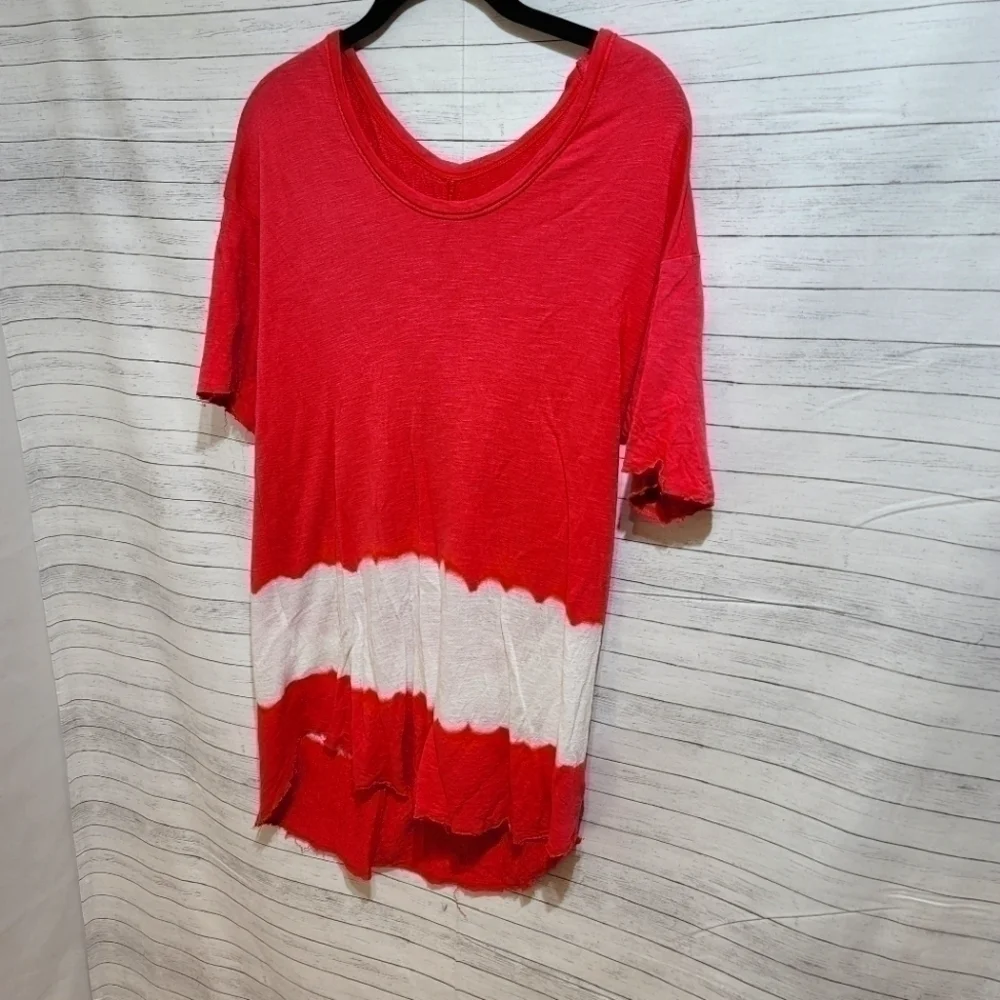 WE THE FREE COLOR BLOCK TUNIC LENGTH RAW HEMS T-SHIRT SZ SMALL